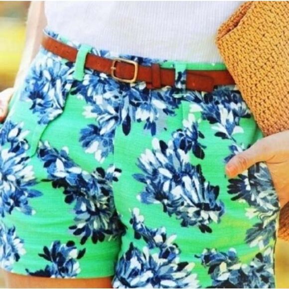 J Crew Green Twill Botanical Floral Shorts Sz 4 - Picture 3 of 6